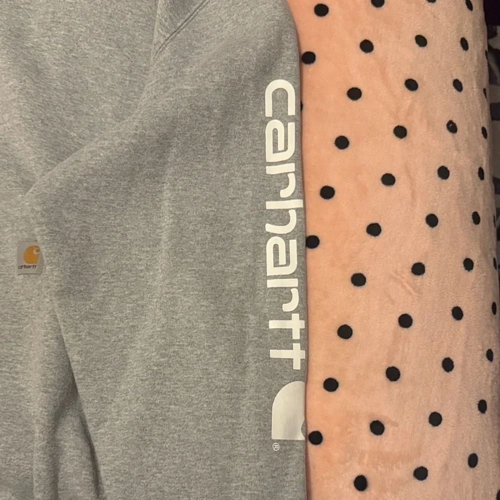 Carhartt Men's Gray Hoodie with Logo Sleeve - Picture 2 of 3
